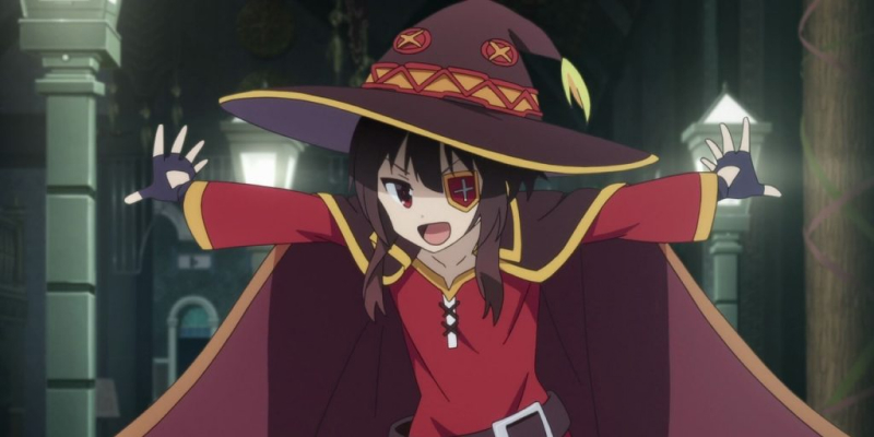 Imagen que muestra a Megumin, la maga de la serie Konosuba.